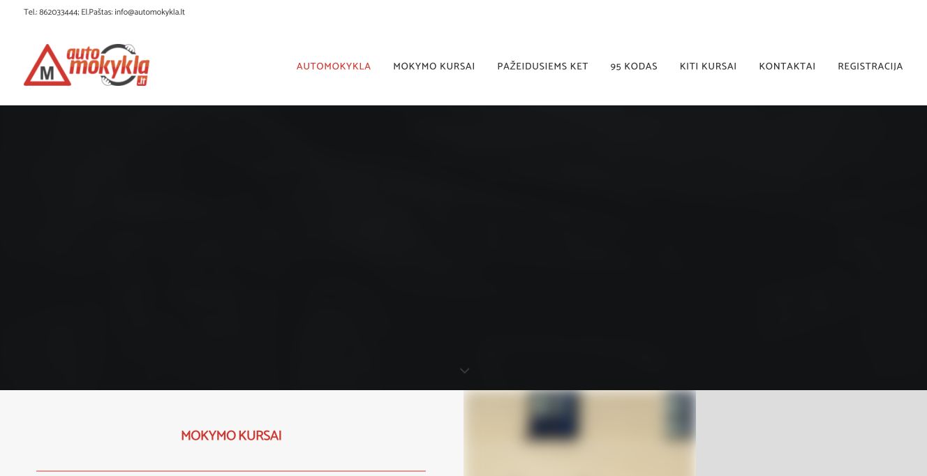 Kauno Naujamiesčio DRMC svetainės pirmo ekrano vaizdas